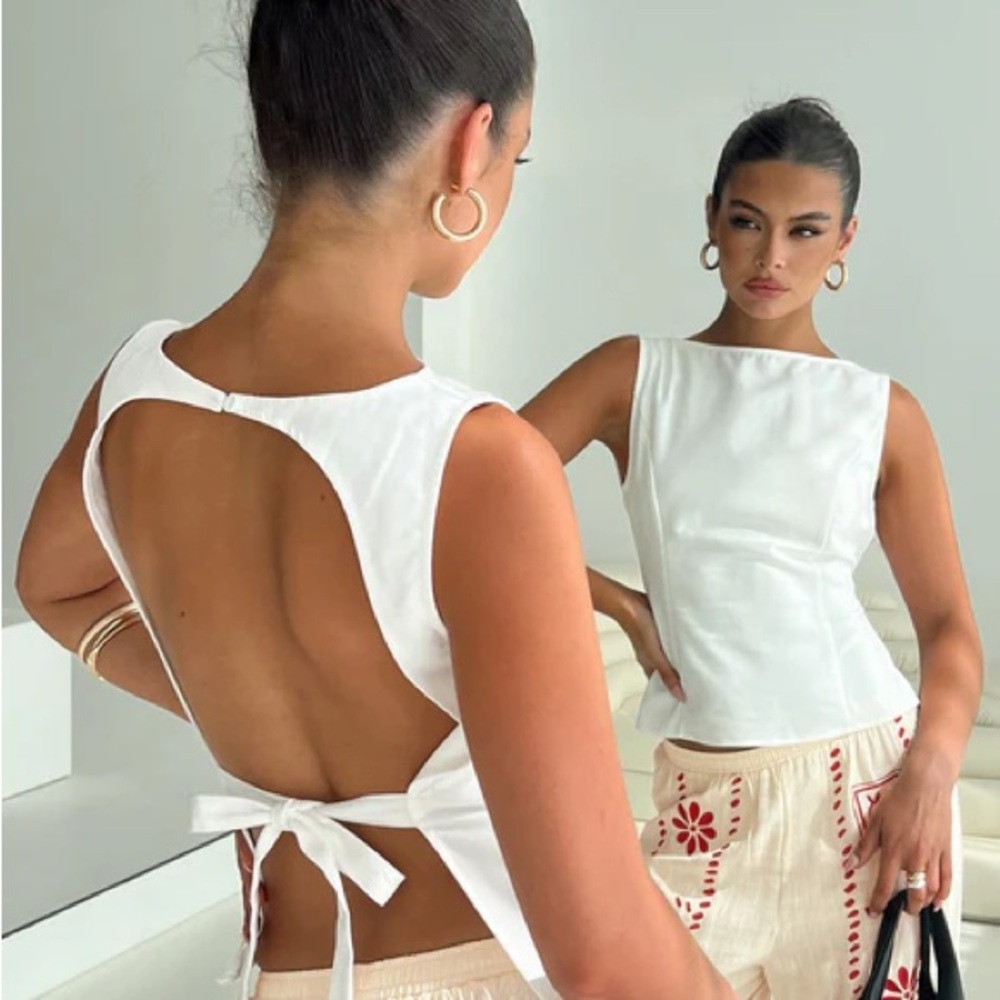 Princess Polly lilitina White Open-Back Top